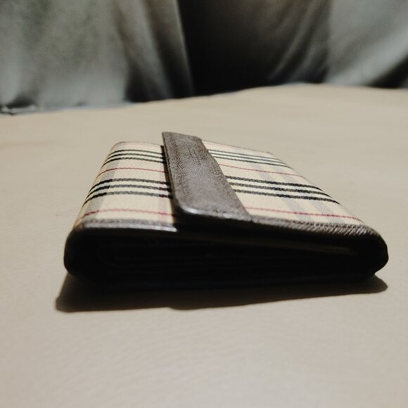Burberry Nova Wallets Vintage Checkered Brown Coin Pouch Tri Fold Card Slots - Picture 11 of 16